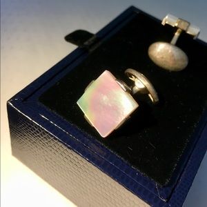 Ultimate silver and mother of pearl cufflinks men